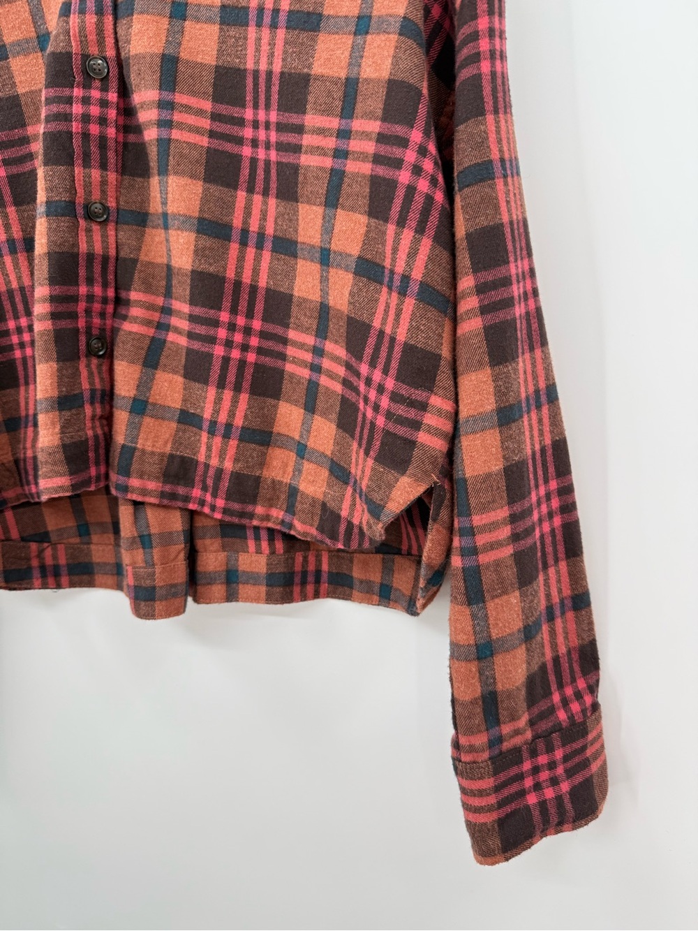 Madewell Flannel Long-Sleeve Crop Shirt in Plaid | Ground Clove | Medium - Picture 7 of 10